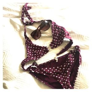 Aerie Bathing Suit Purple Hearts détails